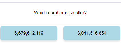 Compare Numbers (Compare Numbers up to Billions 1) 